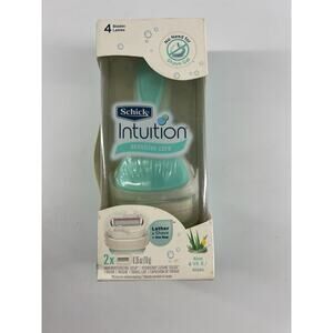 Schick Intuition Sensitive Care Razor + 2 Cartridges Lather Shave Hydrate New